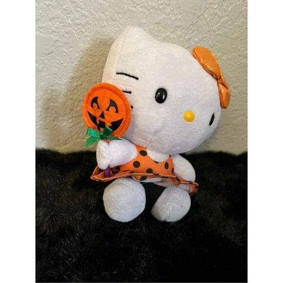 6" TY x Hello Kitty Jack-o-lantern Plush - Picture 2 of 3
